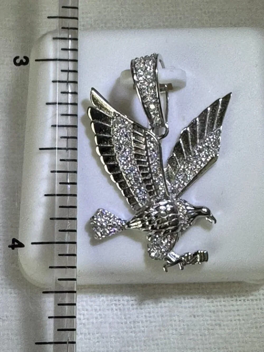 Eagle Pendant Diamond Cut 925 Sterling Silver 1.00 CTW Moissanite 7.6mm Bale